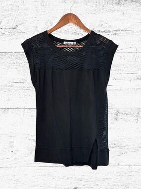 Red Haute Black Sleeveless Muscle Tee with Cut Out Design